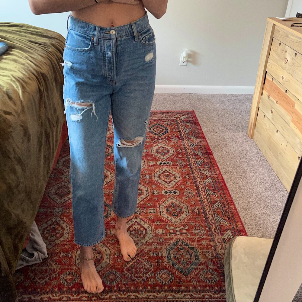 Extra high rise straight leg jeans